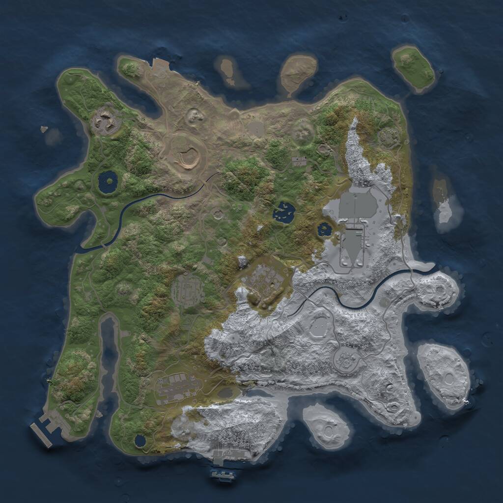 Rust Map: Procedural Map, Size: 3500, Seed: 2135999463, 13 Monuments