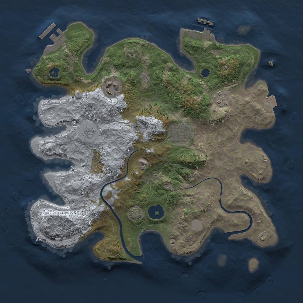 Rust Map: Procedural Map, Size: 3000, Seed: 45749338, 9 Monuments