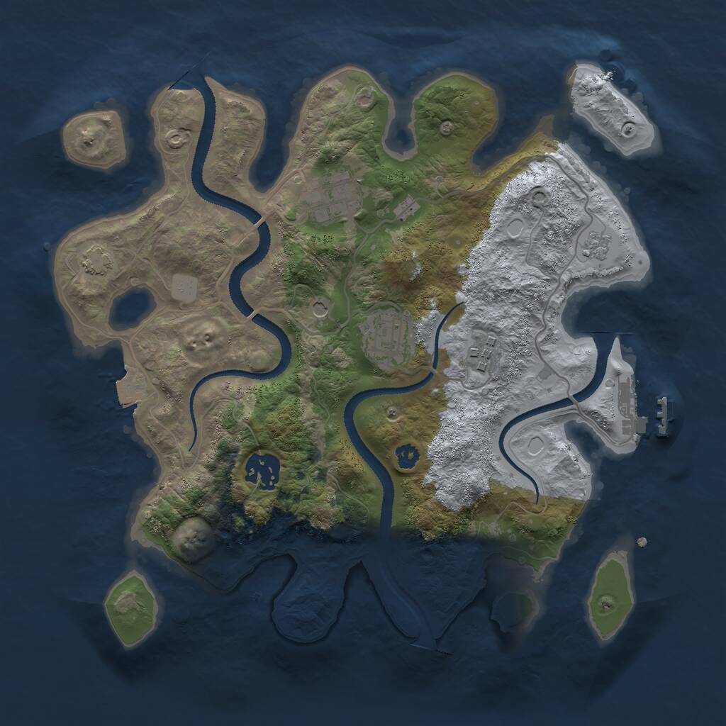Rust Map: Procedural Map, Size: 3000, Seed: 1575130814, 9 Monuments