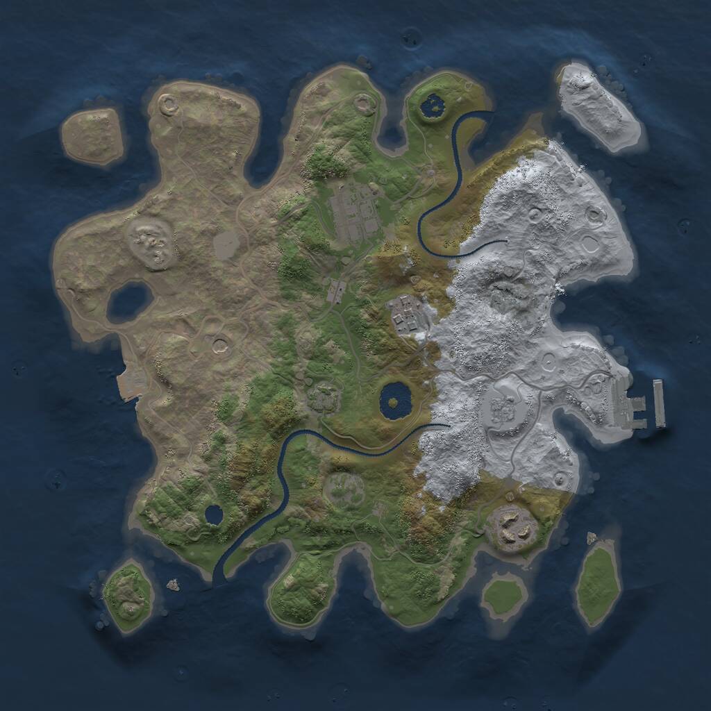 Rust Map: Procedural Map, Size: 3000, Seed: 1575130814, 8 Monuments