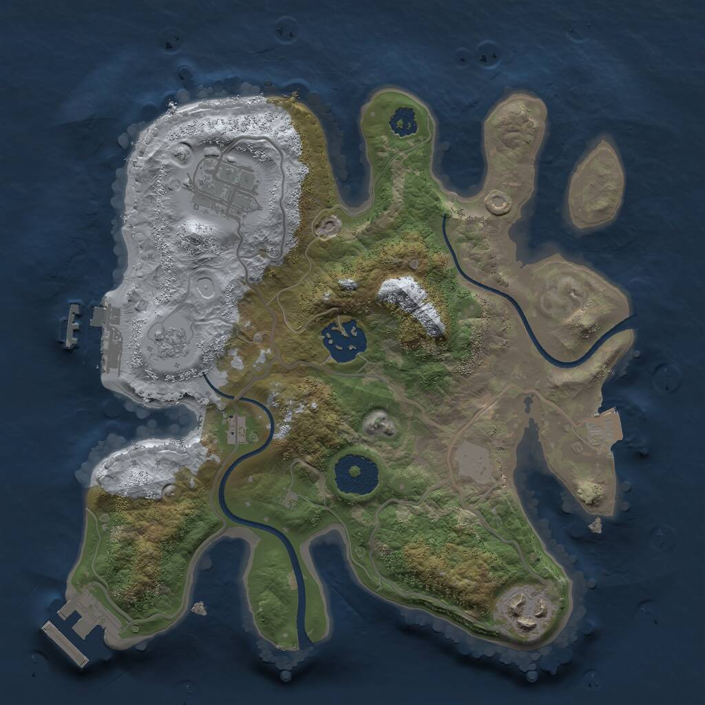 Rust Map: Procedural Map, Size: 2500, Seed: 1956937879, 7 Monuments