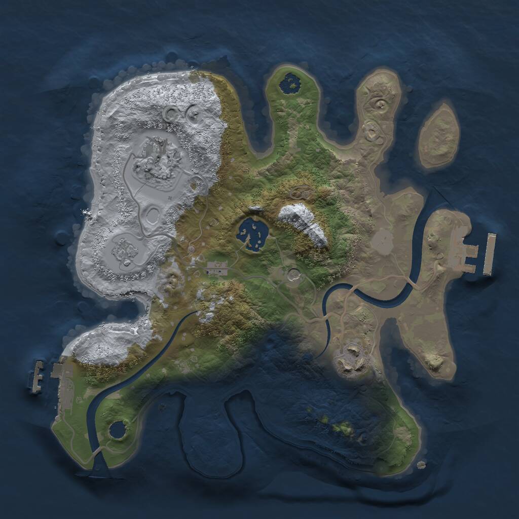 Rust Map: Procedural Map, Size: 2500, Seed: 1956937879, 8 Monuments
