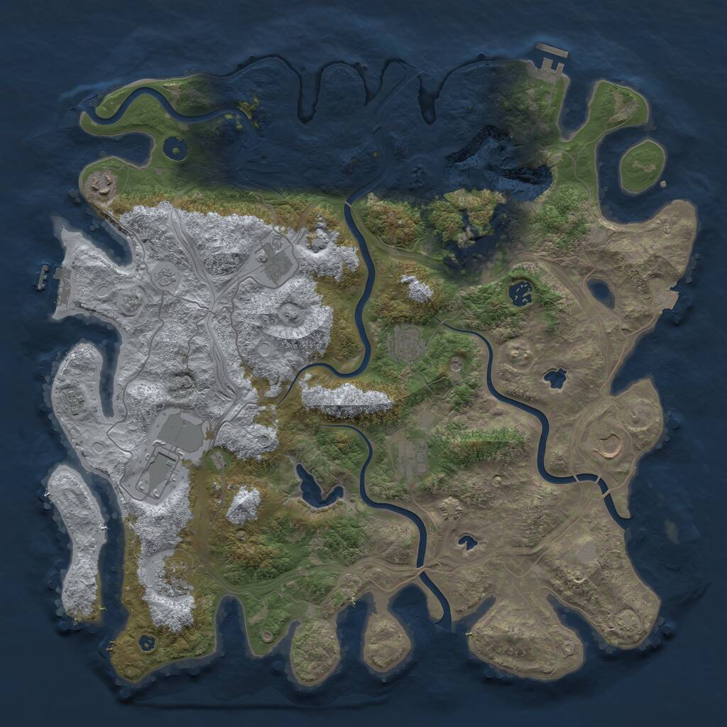 Rust Map: Procedural Map, Size: 4500, Seed: 1061683236, 16 Monuments