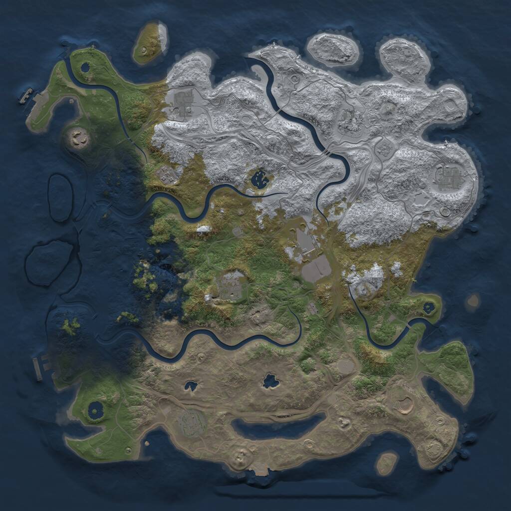 Rust Map: Procedural Map, Size: 4500, Seed: 1054702960, 16 Monuments