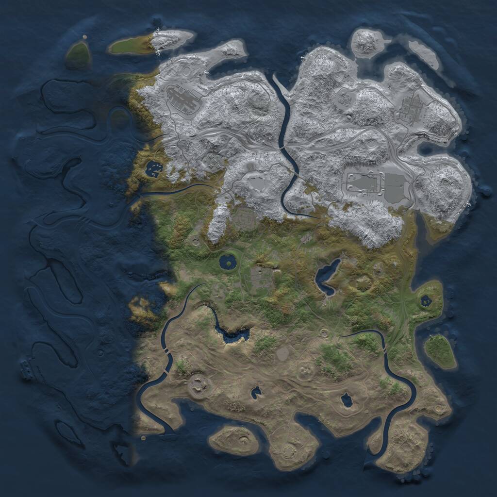 Rust Map: Procedural Map, Size: 4500, Seed: 245623, 14 Monuments