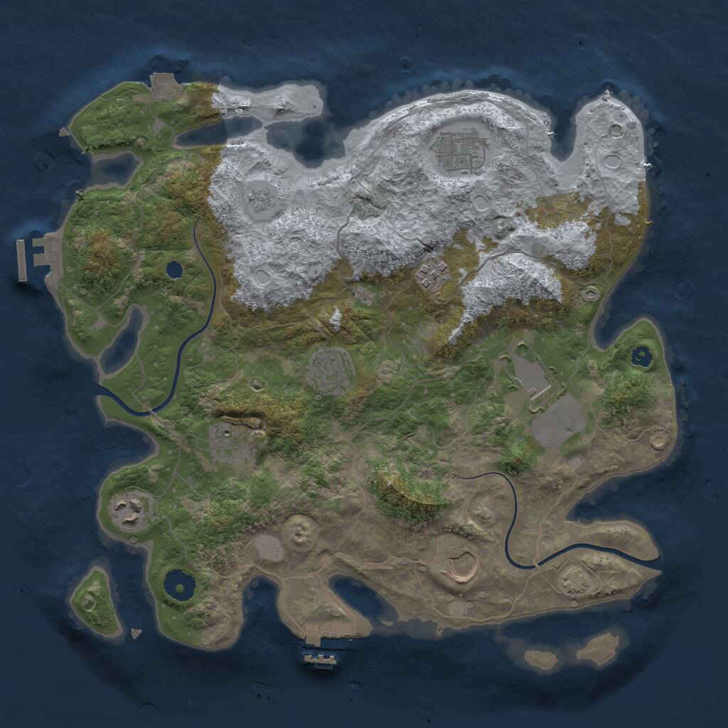 Rust Map: Procedural Map, Size: 3500, Seed: 657720594, 12 Monuments