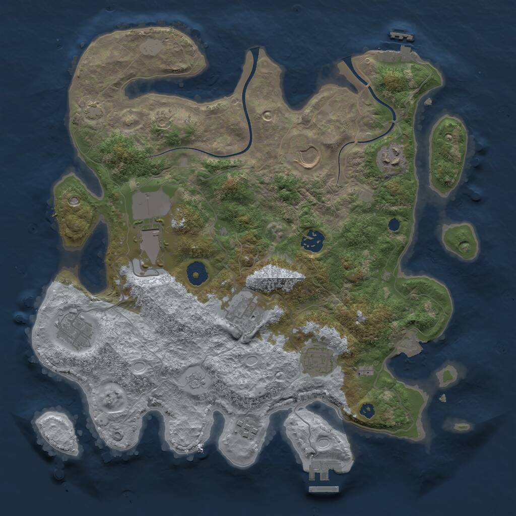 Rust Map: Procedural Map, Size: 3500, Seed: 1399972788, 13 Monuments