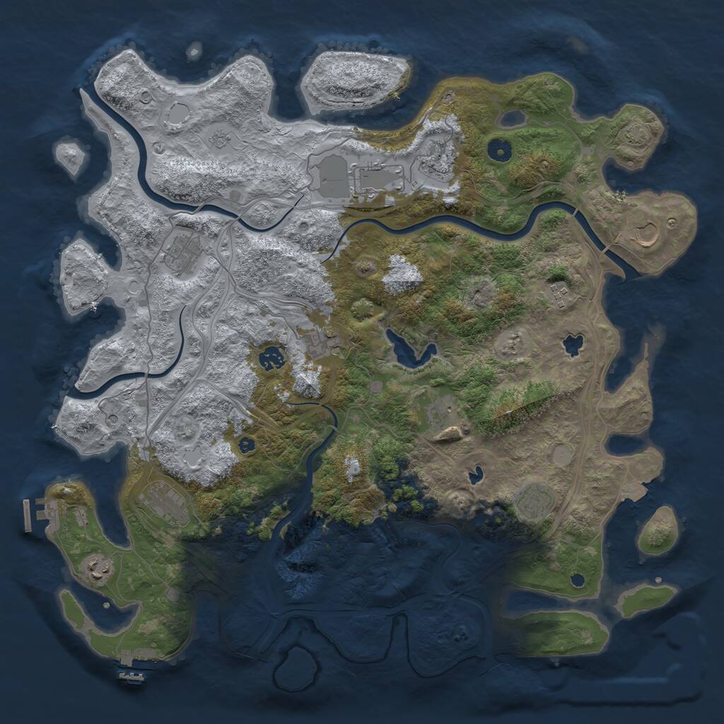Rust Map: Procedural Map, Size: 4500, Seed: 1817422127, 17 Monuments