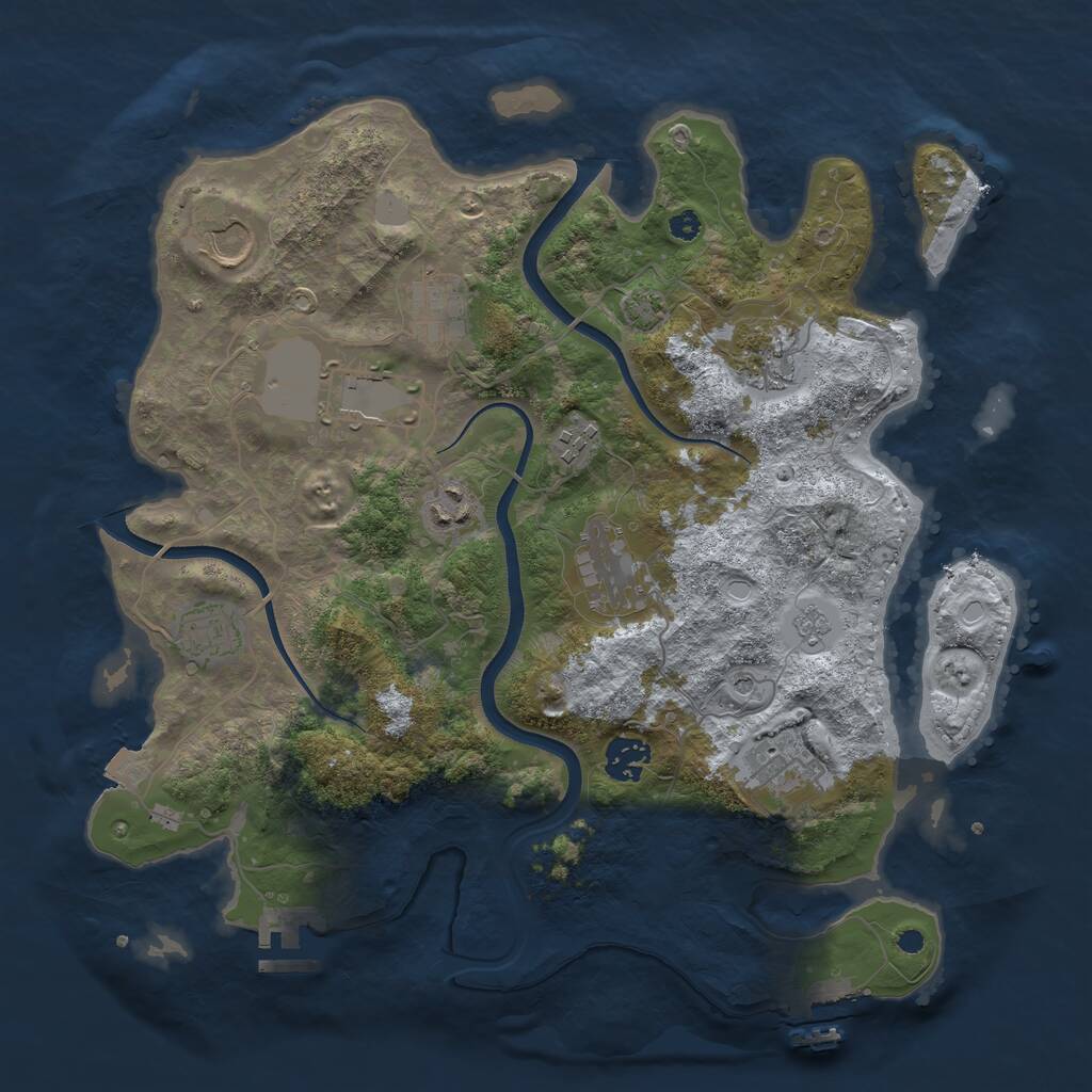 Rust Map: Procedural Map, Size: 3600, Seed: 37567805, 16 Monuments