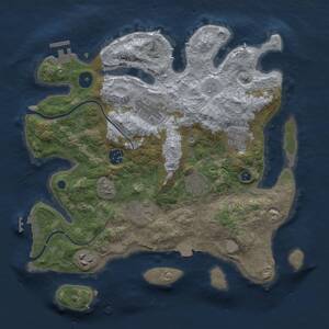 Thumbnail Rust Map: Procedural Map, Size: 3300, Seed: 675709348, 11 Monuments