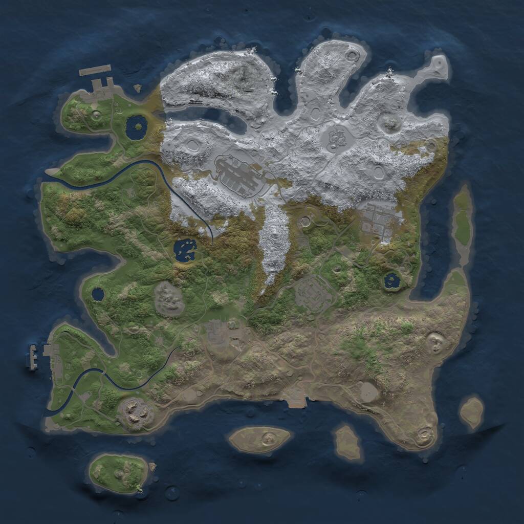 Rust Map: Procedural Map, Size: 3300, Seed: 675709348, 13 Monuments