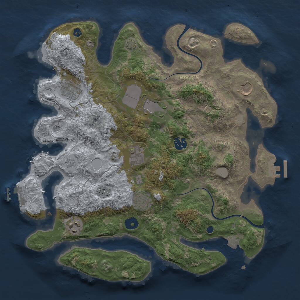 Rust Map: Procedural Map, Size: 3500, Seed: 5128, 14 Monuments