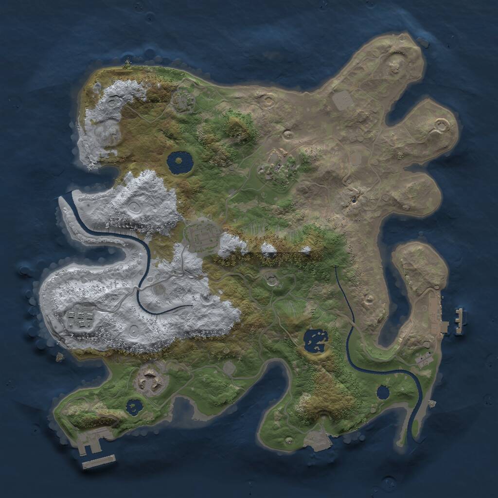 Rust Map: Procedural Map, Size: 3000, Seed: 51187, 12 Monuments