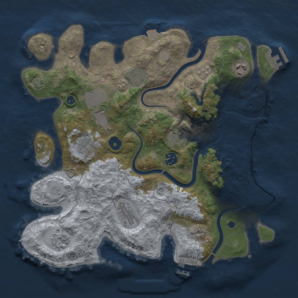 Rust Map: Procedural Map, Size: 3500, Seed: 486955673, 15 Monuments