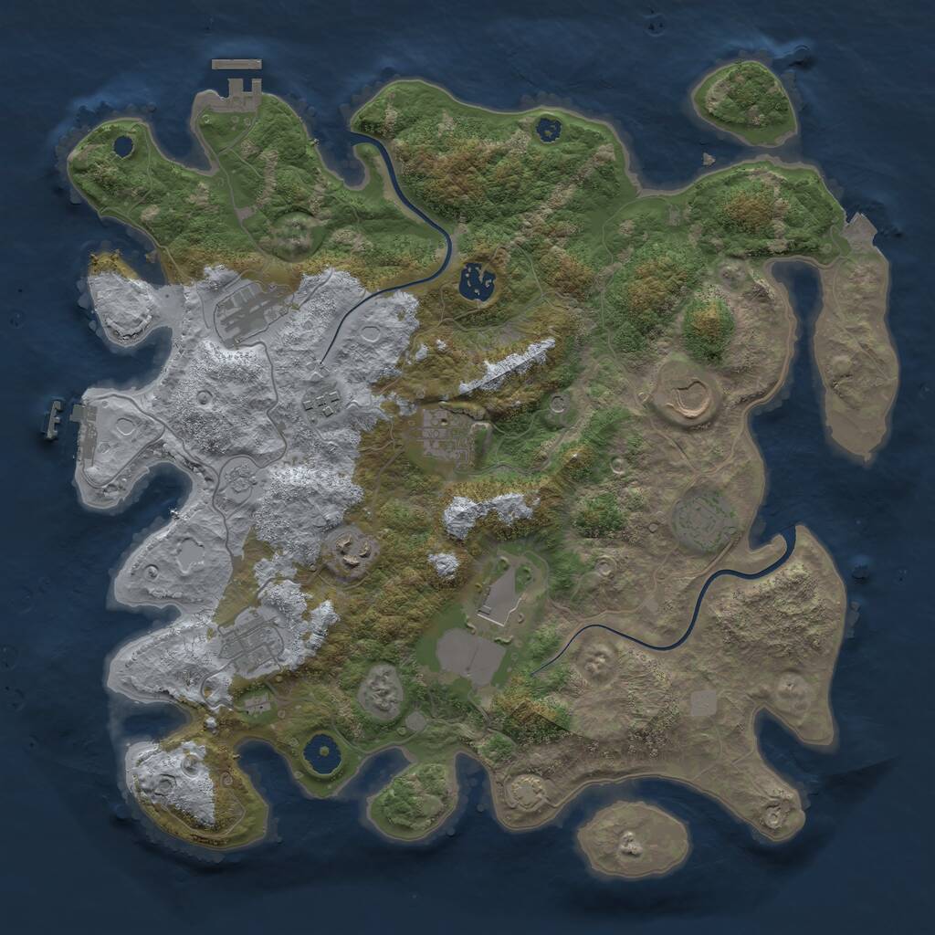 Rust Map: Procedural Map, Size: 3800, Seed: 116605477, 15 Monuments