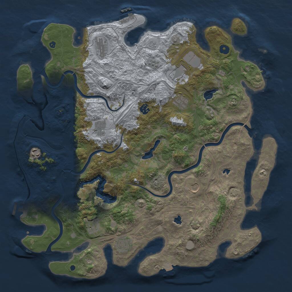 Rust Map: Procedural Map, Size: 4500, Seed: 1140477222, 16 Monuments
