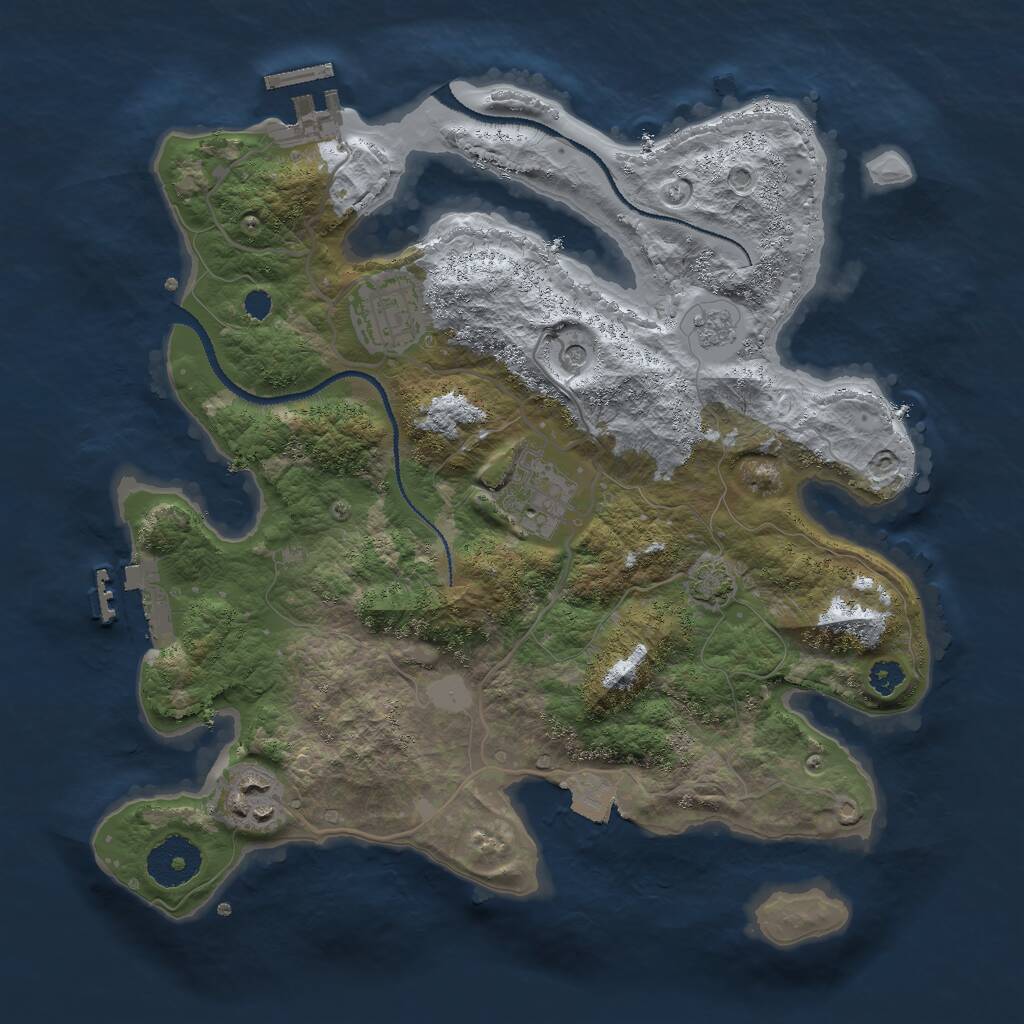Rust Map: Procedural Map, Size: 3000, Seed: 497037968, 9 Monuments