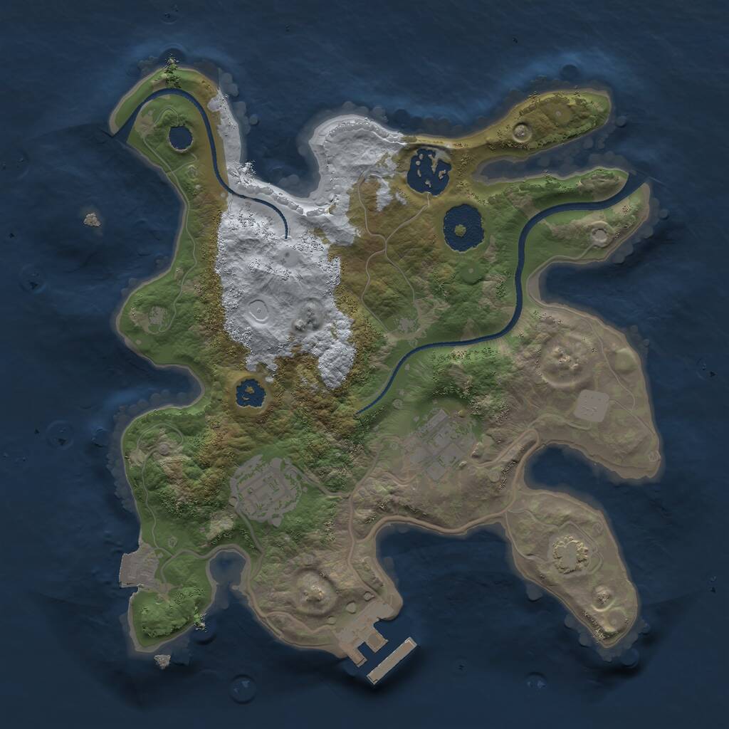 Rust Map: Procedural Map, Size: 2500, Seed: 1649290101, 6 Monuments