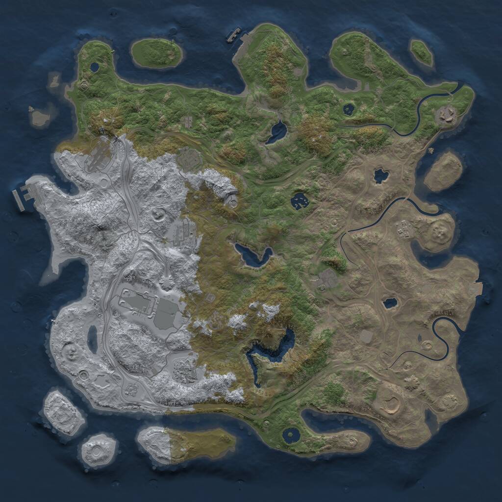 Rust Map: Procedural Map, Size: 4500, Seed: 1029999185, 16 Monuments