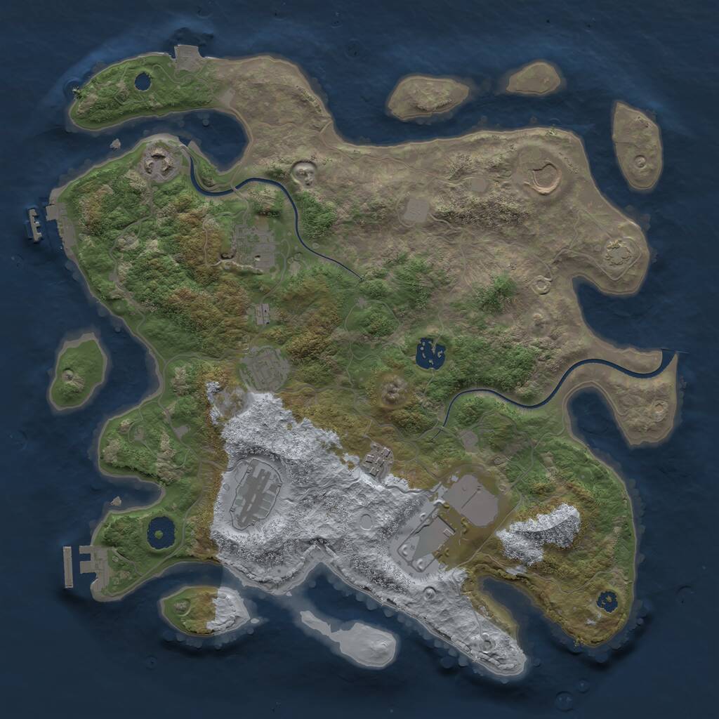 Rust Map: Procedural Map, Size: 3500, Seed: 746128924, 12 Monuments