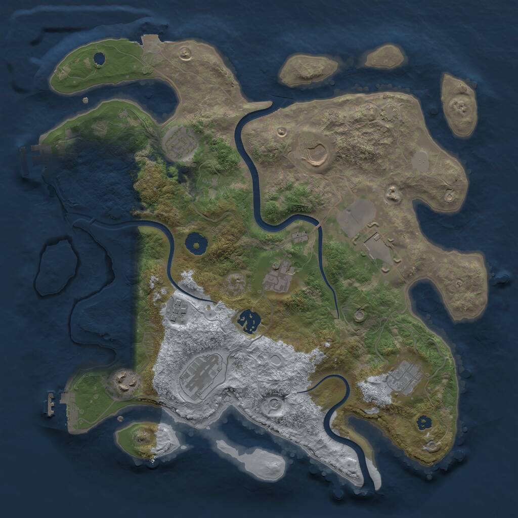 Rust Map: Procedural Map, Size: 3500, Seed: 746128924, 14 Monuments