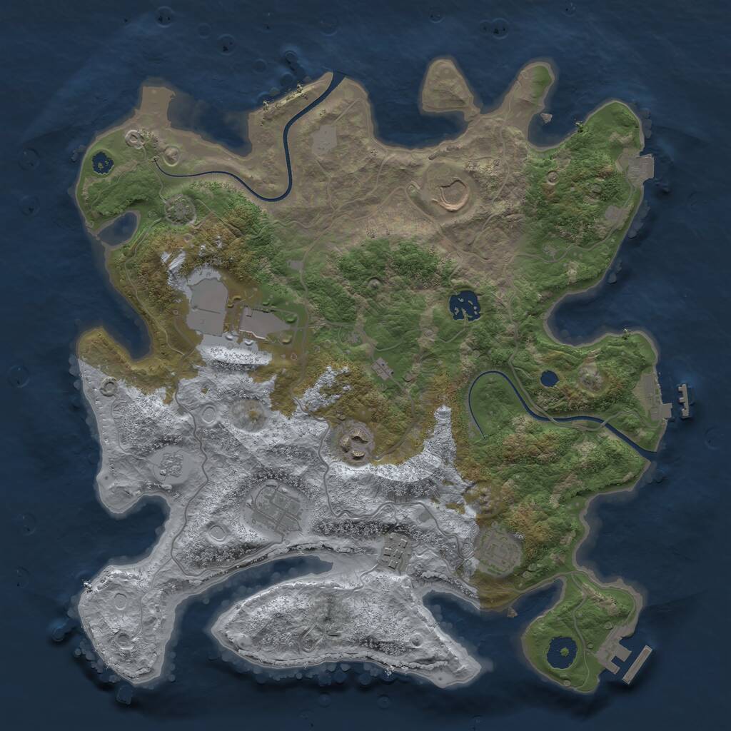 Rust Map: Procedural Map, Size: 3500, Seed: 1530586088, 12 Monuments