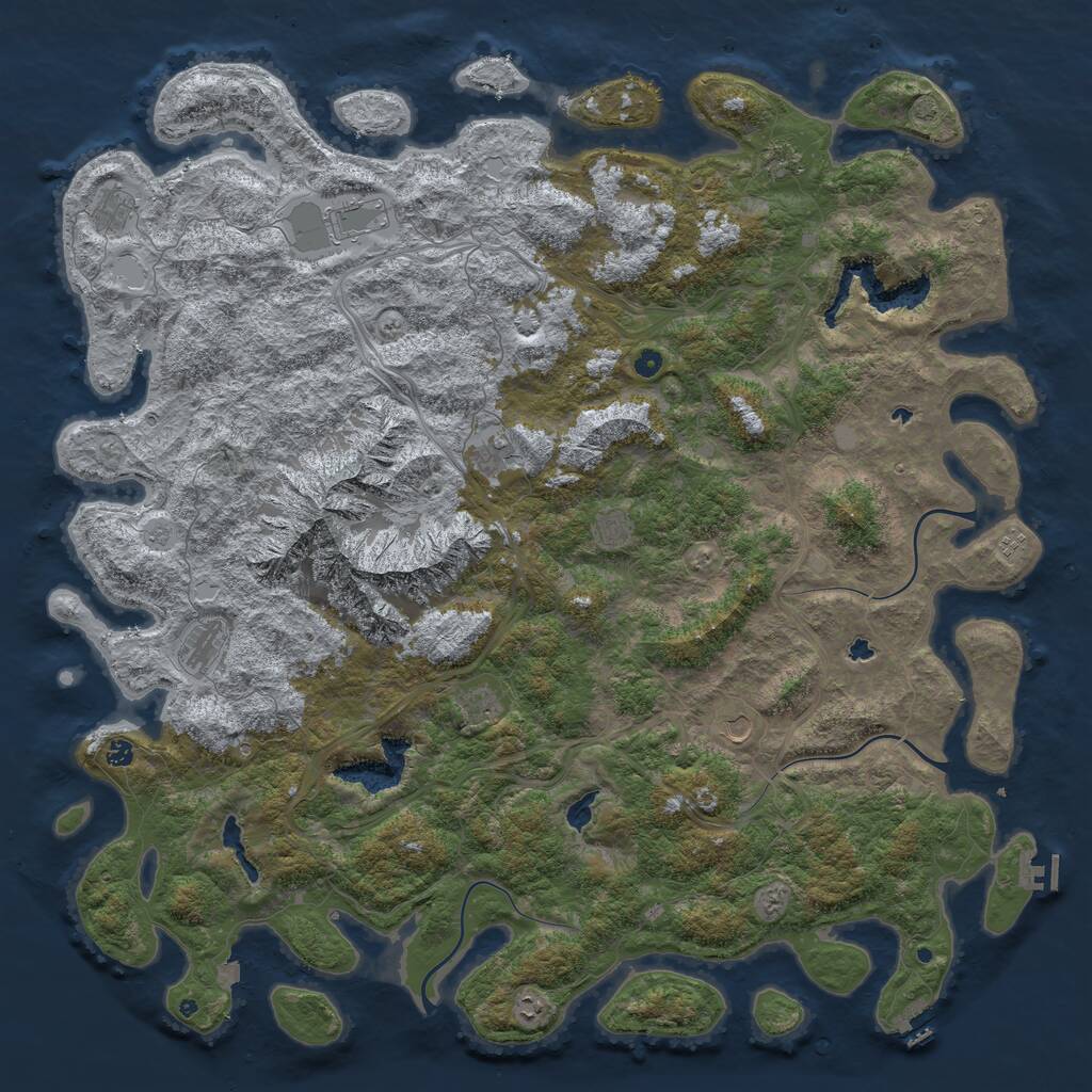 Rust Map: Procedural Map, Size: 6000, Seed: 21559244, 17 Monuments