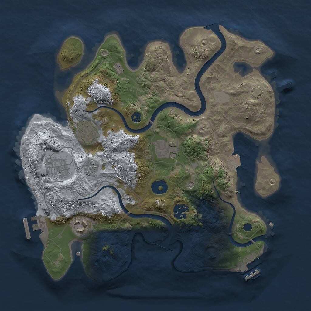 Rust Map: Procedural Map, Size: 3000, Seed: 5303, 11 Monuments