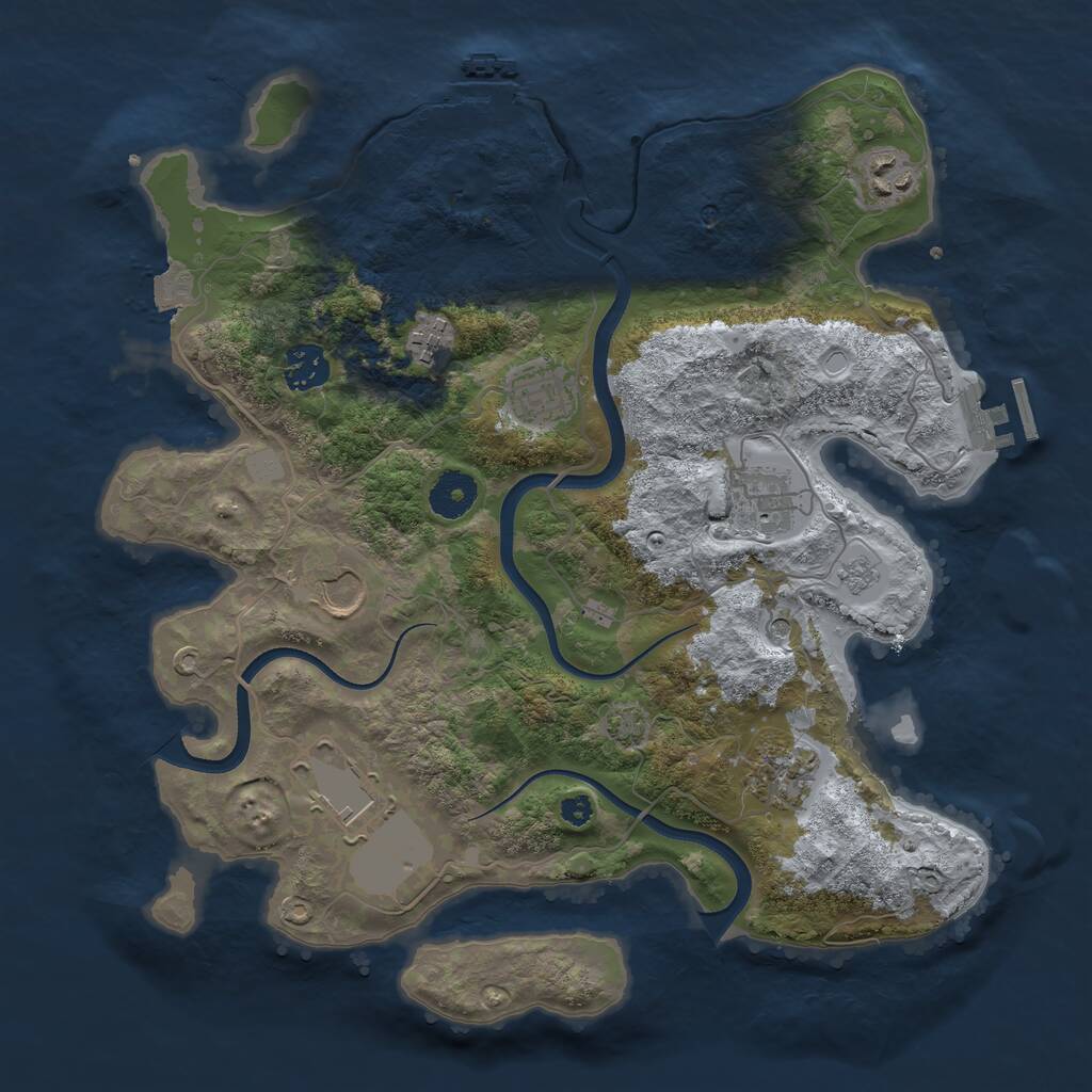 Rust Map: Procedural Map, Size: 3500, Seed: 34341567, 14 Monuments