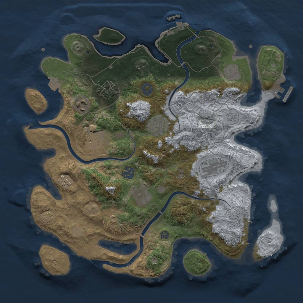 Rust Map: Procedural Map, Size: 3500, Seed: 8364862, 14 Monuments