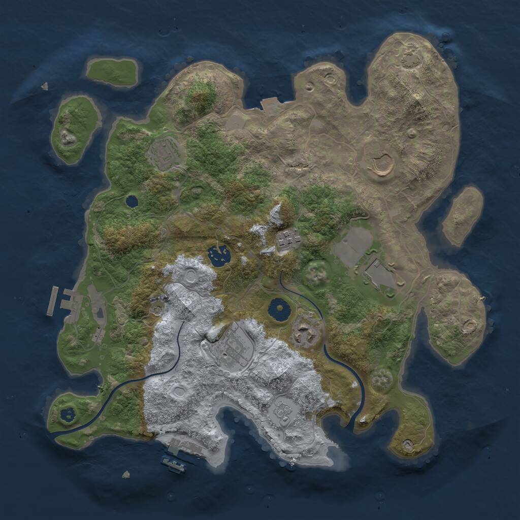 Rust Map: Procedural Map, Size: 3500, Seed: 47184603, 13 Monuments