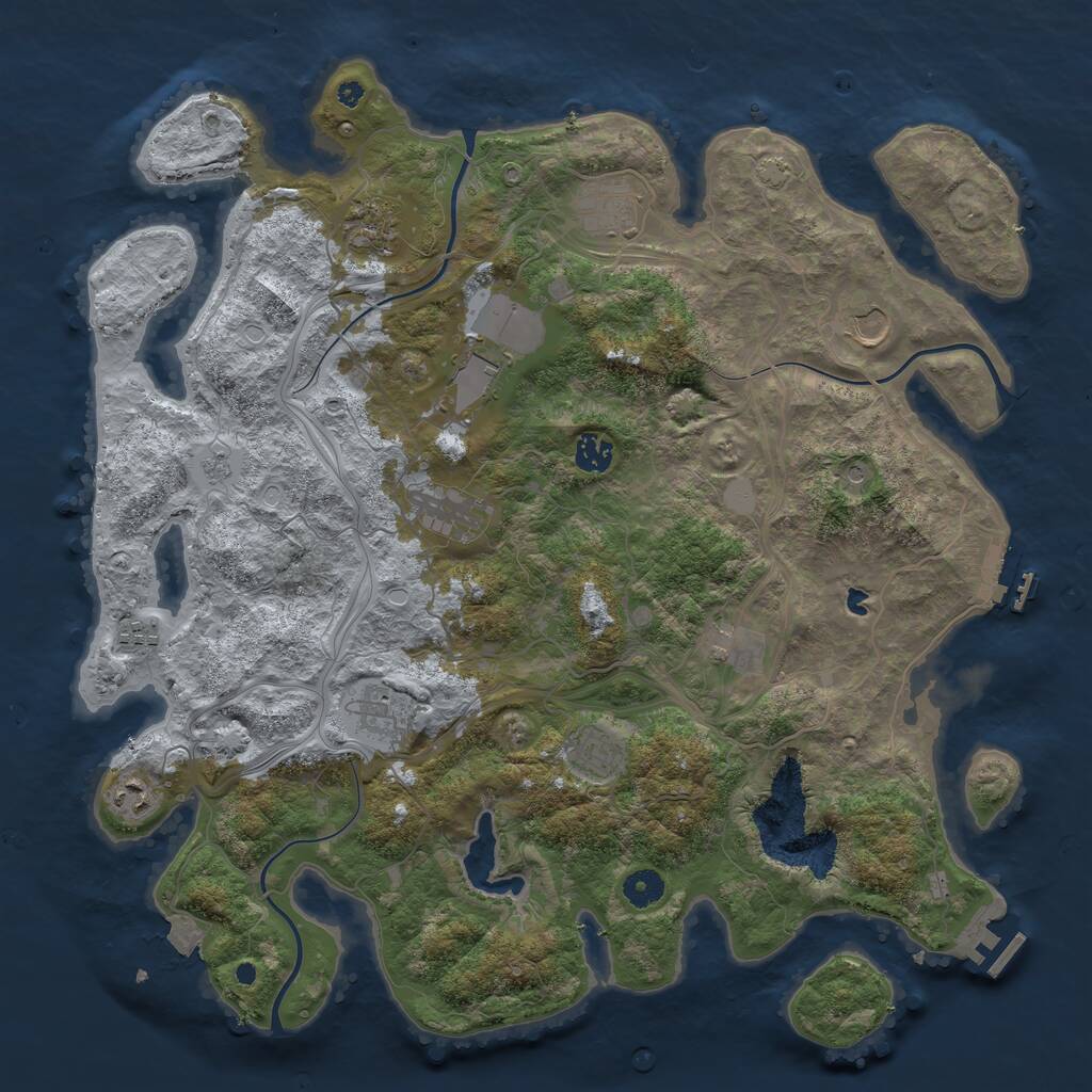 Rust Map: Procedural Map, Size: 4250, Seed: 1974639339, 17 Monuments