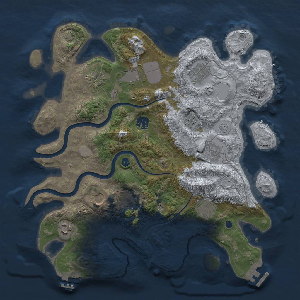 Rust Map: Procedural Map, Size: 3500, Seed: 63438358, 15 Monuments