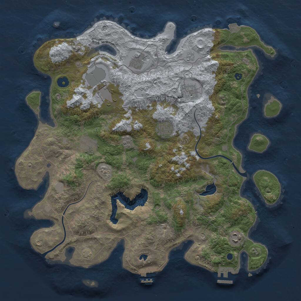 Rust Map: Procedural Map, Size: 4000, Seed: 273846, 13 Monuments