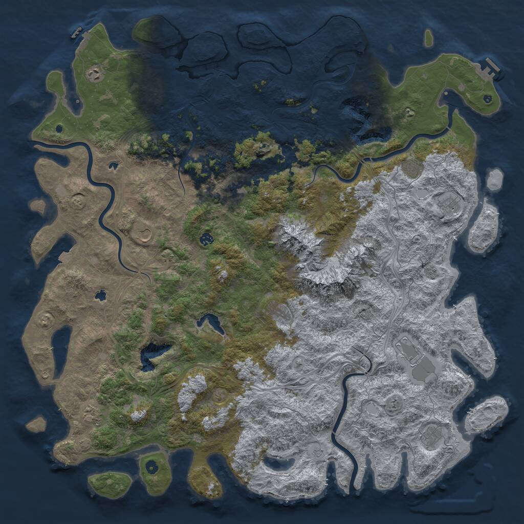 Rust Map: Procedural Map, Size: 6000, Seed: 66664, 17 Monuments