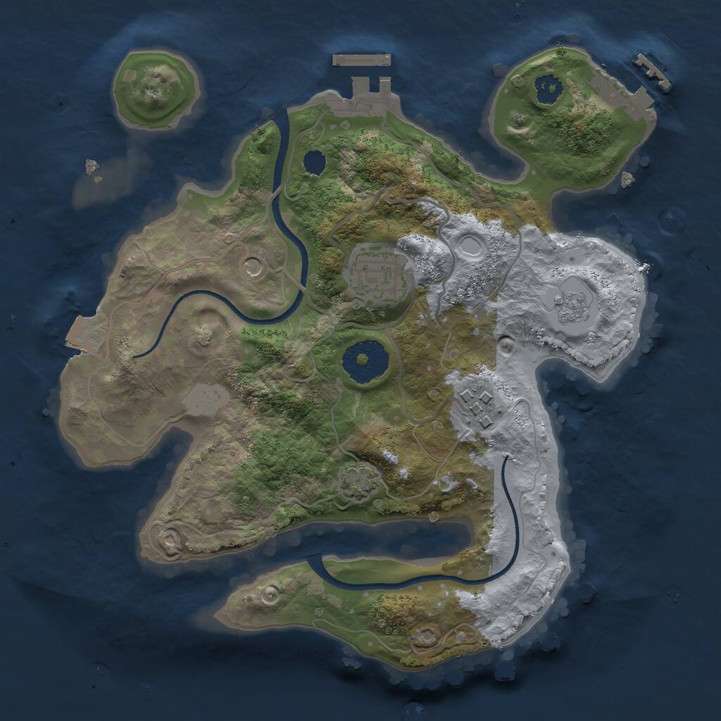 Rust Map: Procedural Map, Size: 2500, Seed: 396278917, 8 Monuments