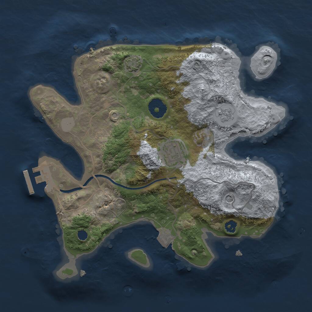 Rust Map: Procedural Map, Size: 2550, Seed: 1231512873, 6 Monuments