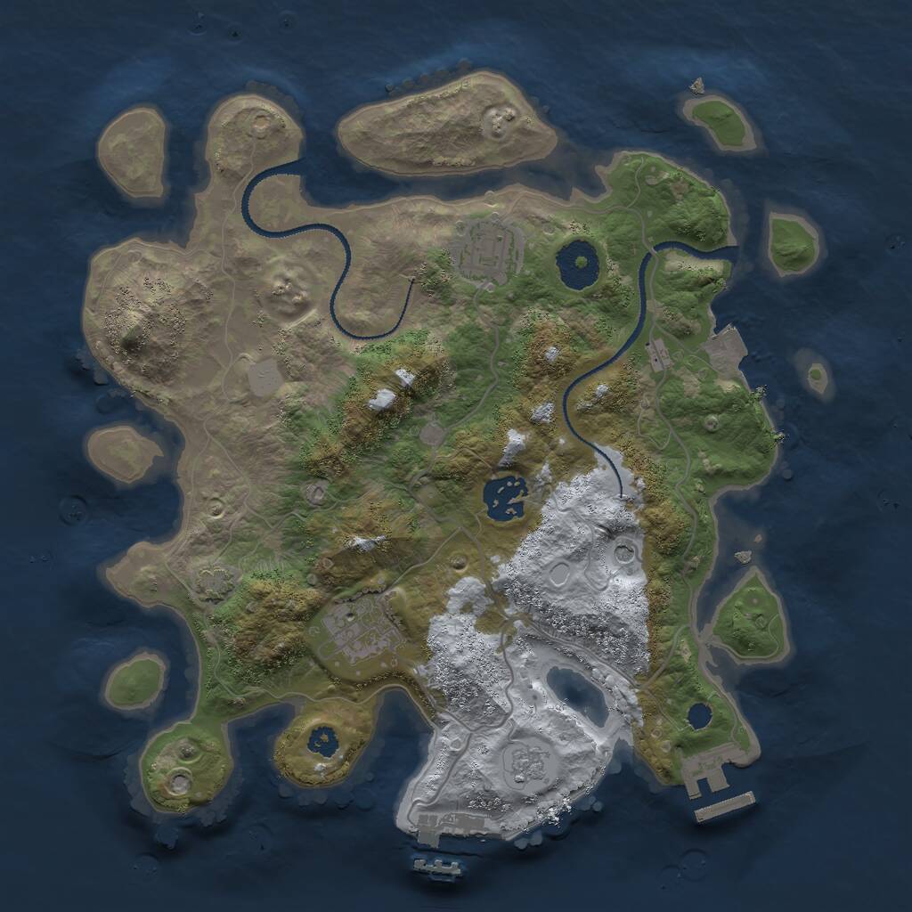Rust Map: Procedural Map, Size: 2998, Seed: 666, 9 Monuments
