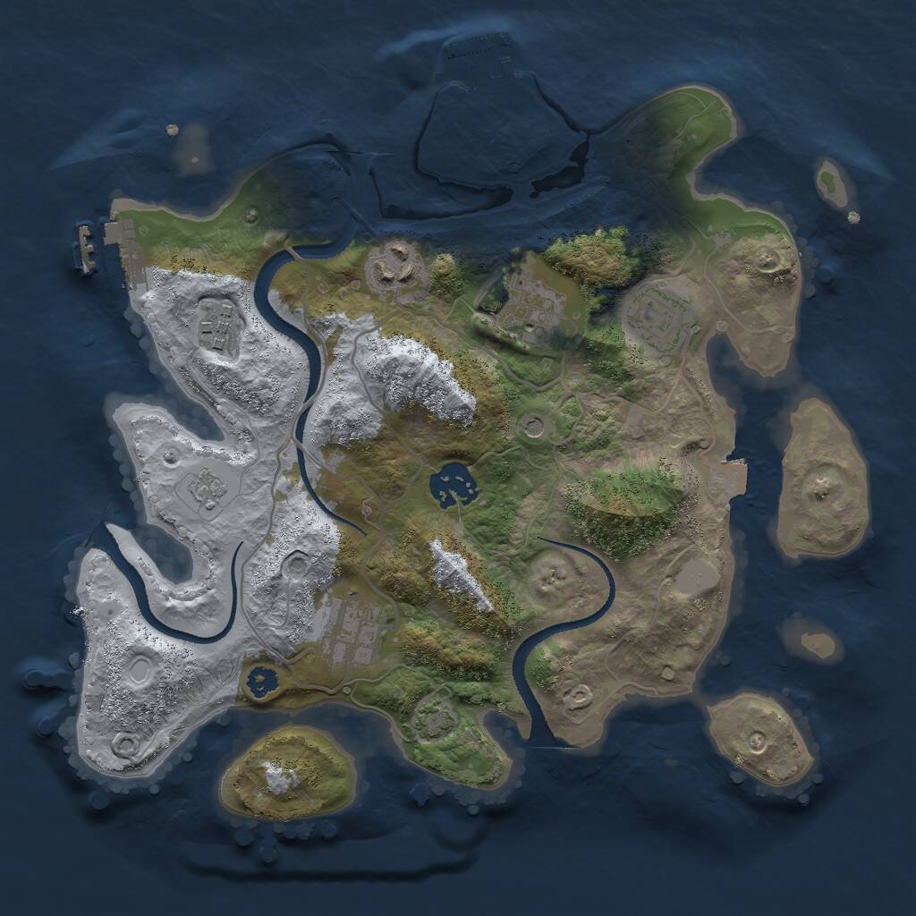 Rust Map: Procedural Map, Size: 3000, Seed: 415213103, 12 Monuments