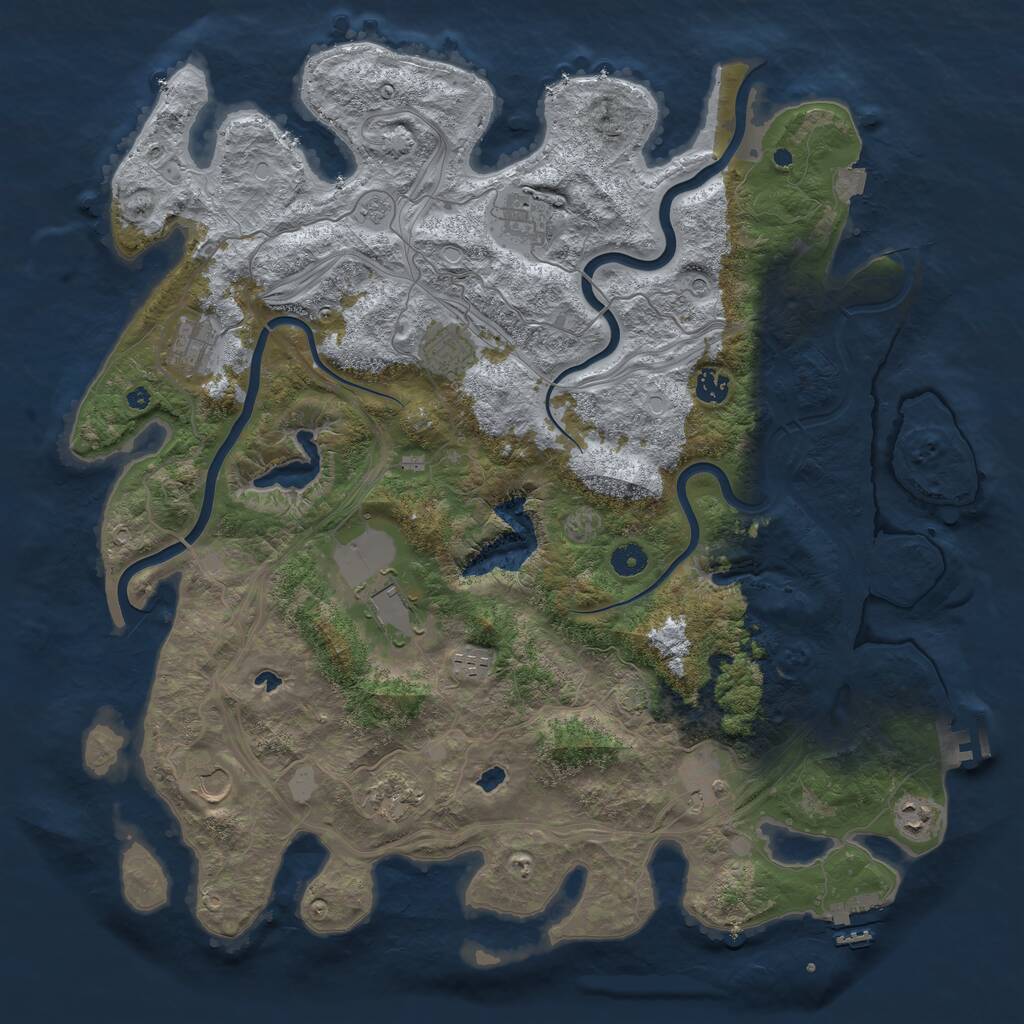 Rust Map: Procedural Map, Size: 4500, Seed: 40282205, 16 Monuments