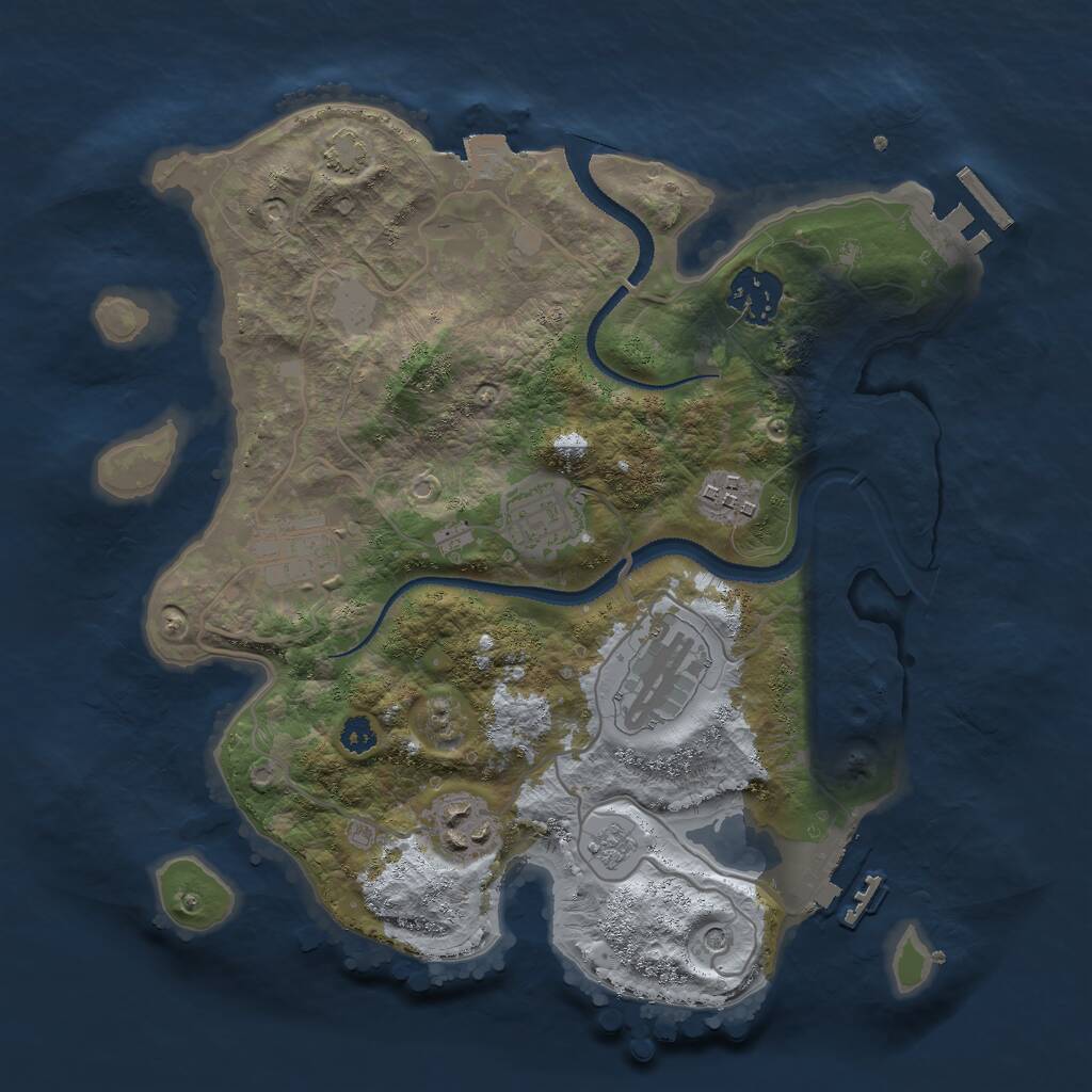 Rust Map: Procedural Map, Size: 3000, Seed: 202986548, 12 Monuments