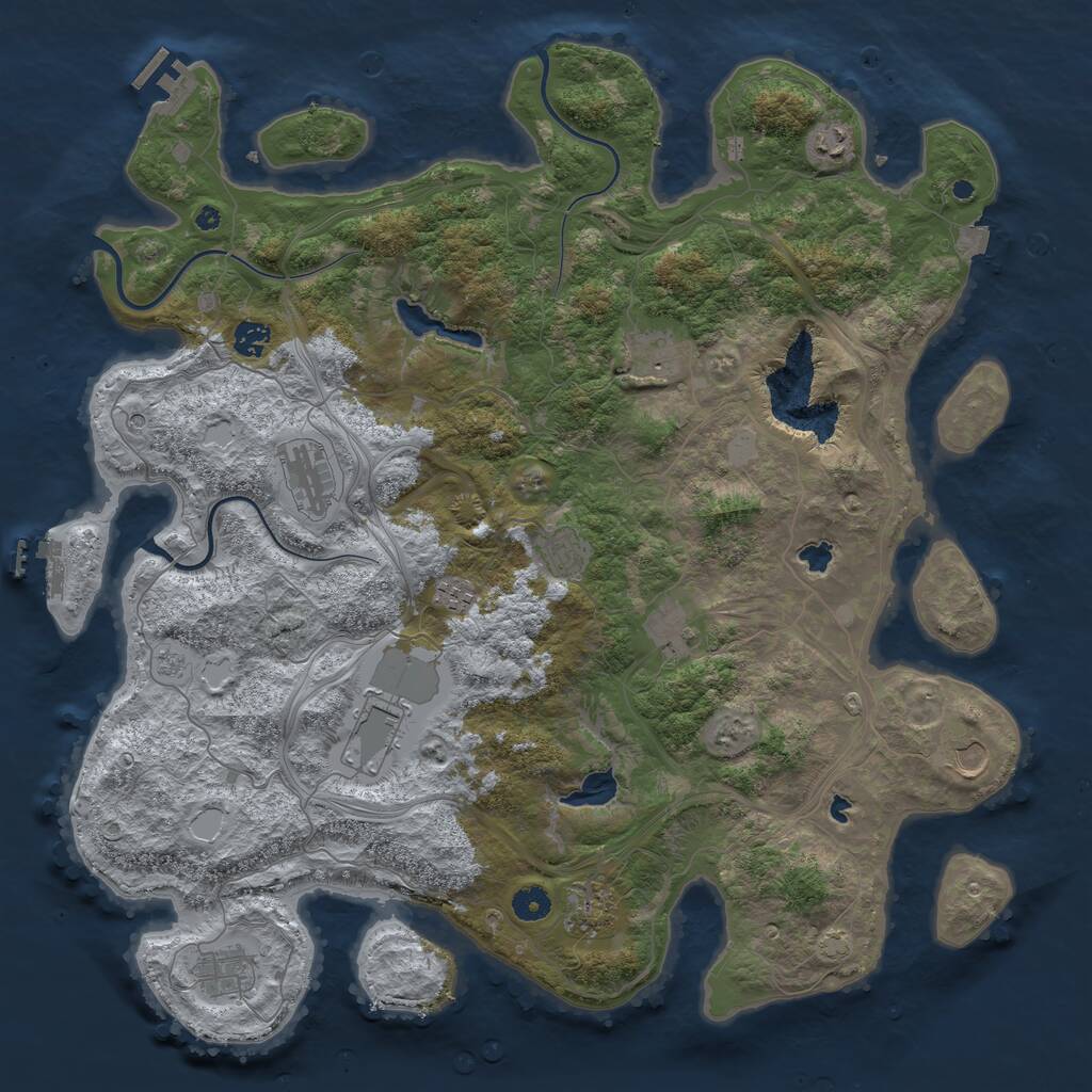 Rust Map: Procedural Map, Size: 4500, Seed: 382540, 17 Monuments