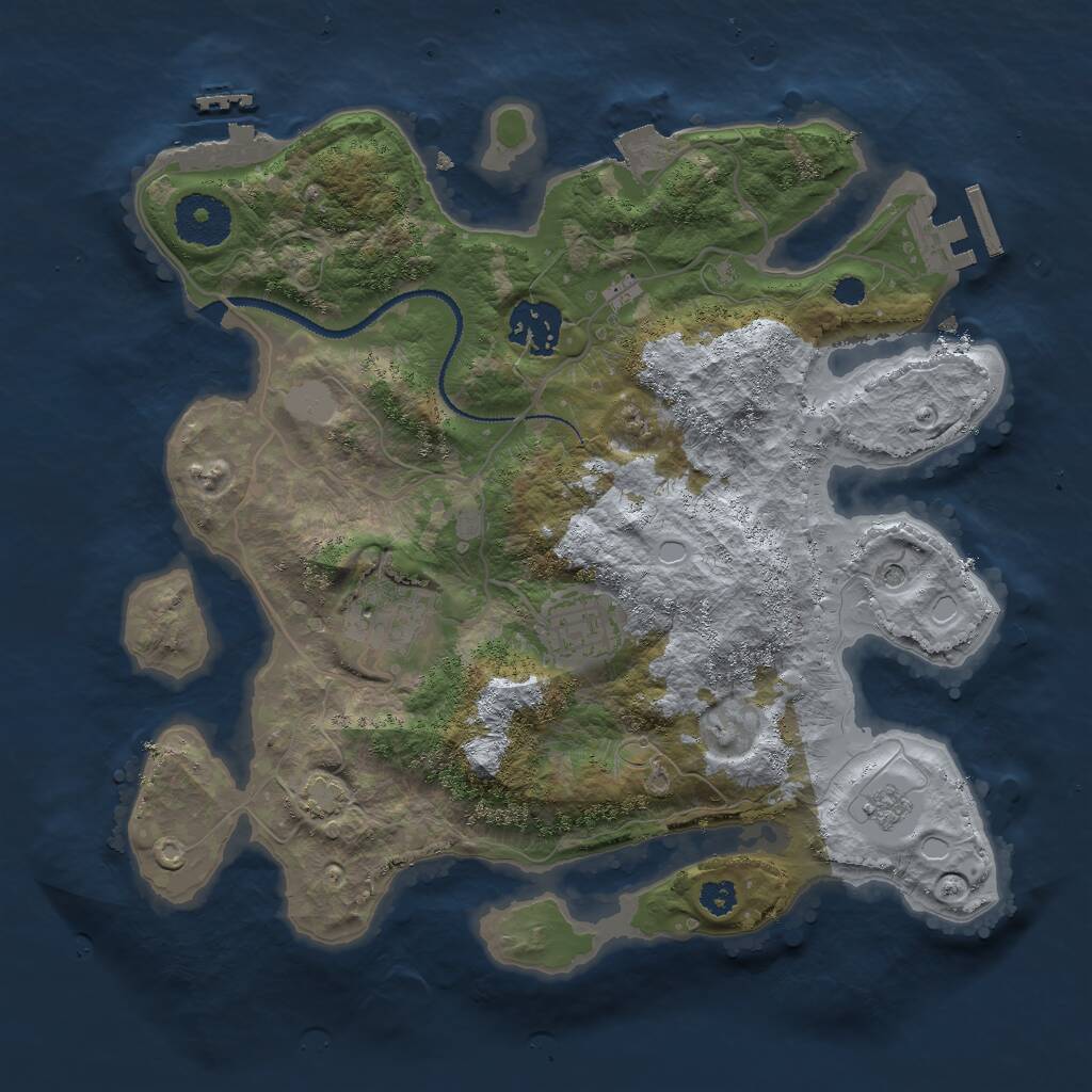 Rust Map: Procedural Map, Size: 3000, Seed: 741952535, 9 Monuments