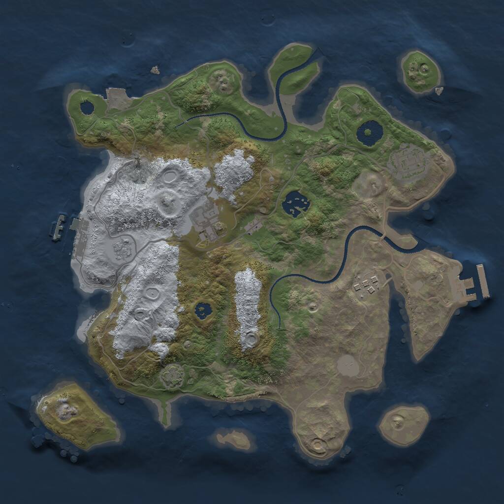 Rust Map: Procedural Map, Size: 3000, Seed: 1724299796, 9 Monuments