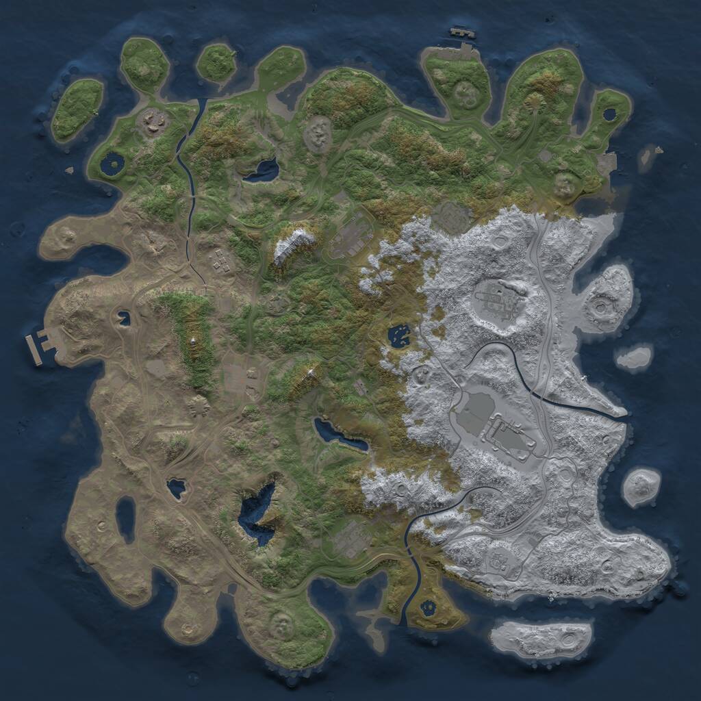 Rust Map: Procedural Map, Size: 4500, Seed: 319833397, 15 Monuments