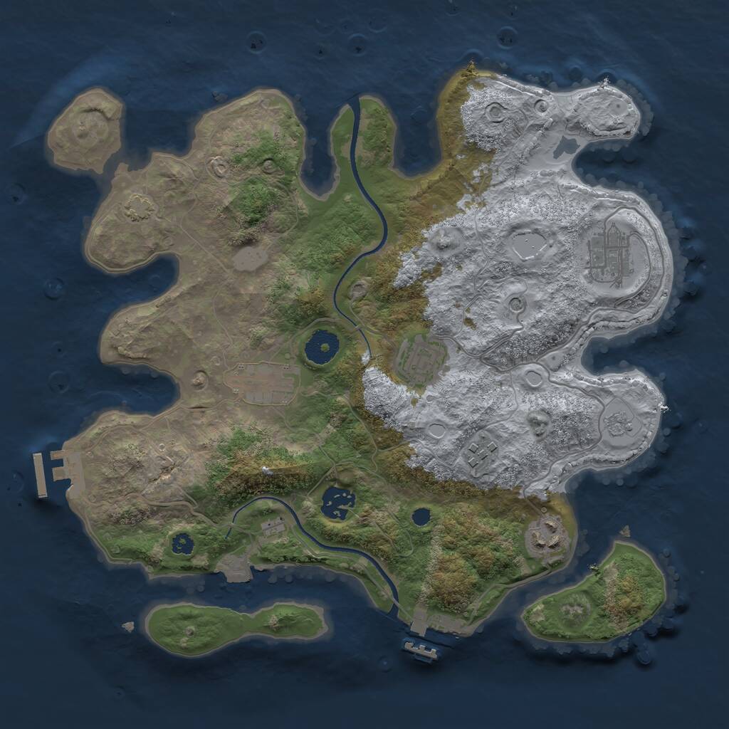 Rust Map: Procedural Map, Size: 3300, Seed: 1707999025, 12 Monuments