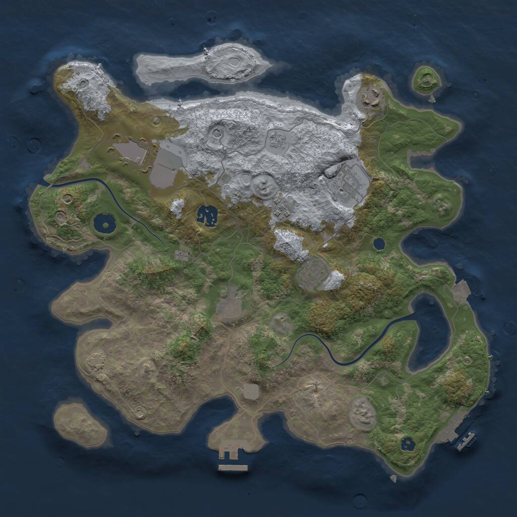 Rust Map: Procedural Map, Size: 3600, Seed: 1056732225, 13 Monuments