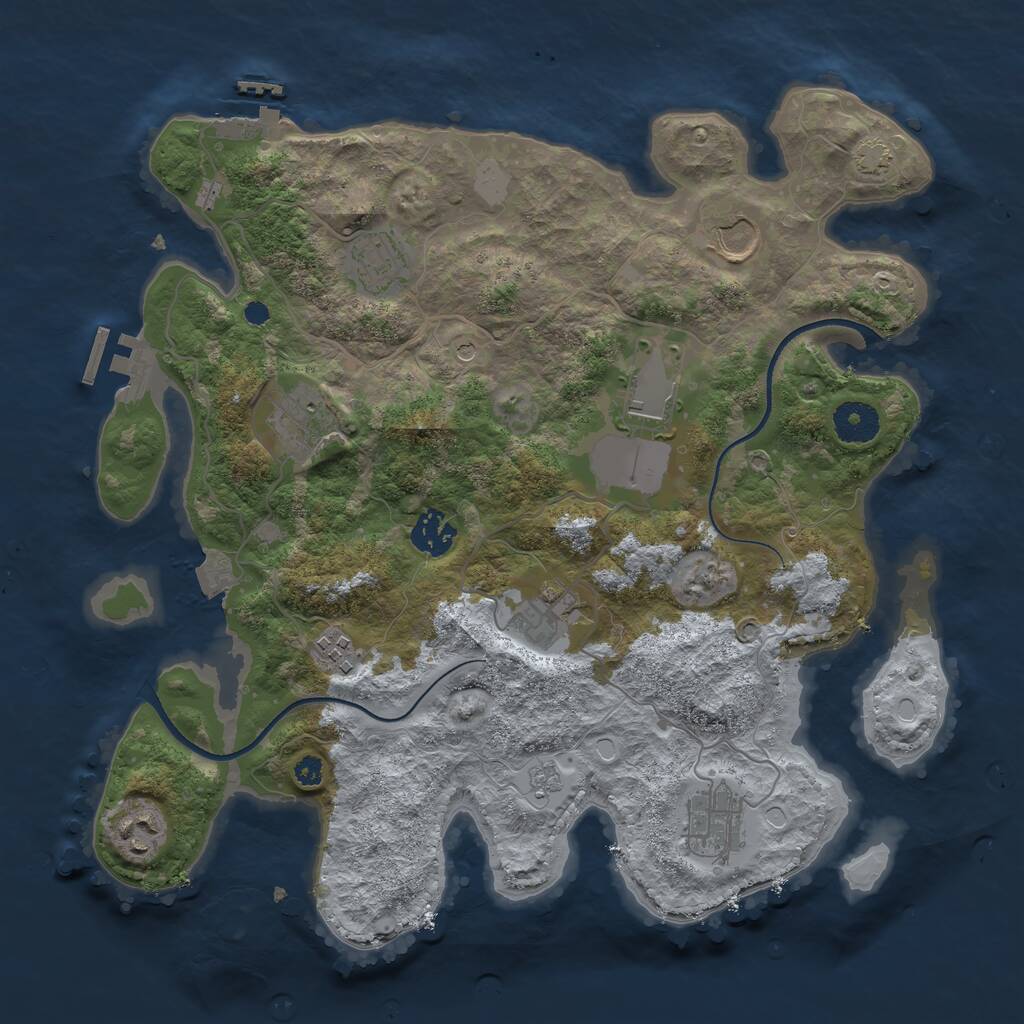 Rust Map: Procedural Map, Size: 3500, Seed: 1703991670, 15 Monuments