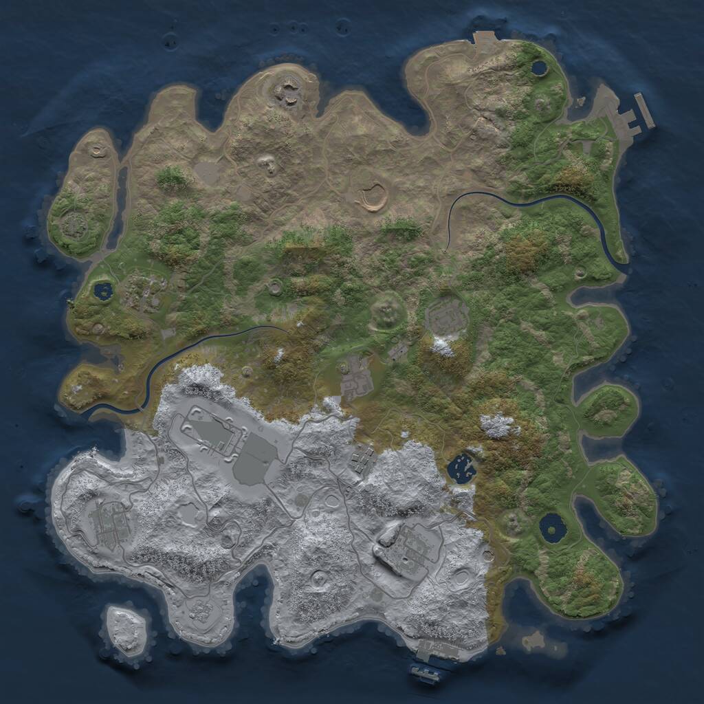 Rust Map: Procedural Map, Size: 3800, Seed: 752316296, 16 Monuments