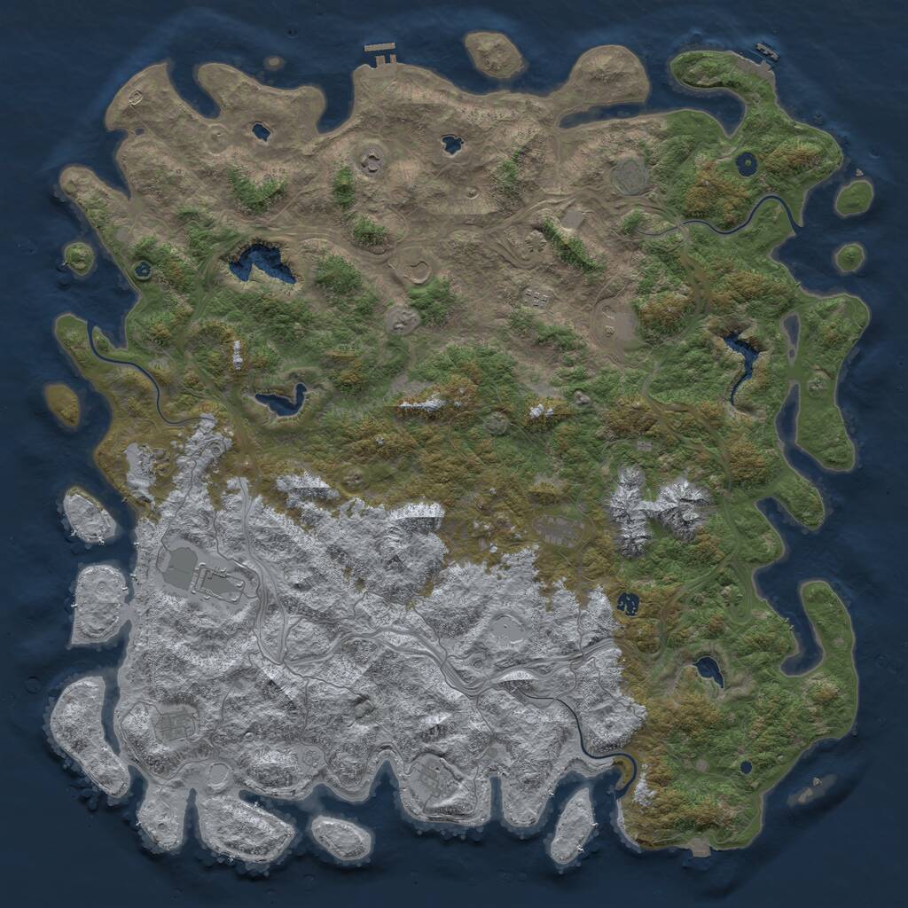 Rust Map: Procedural Map, Size: 6000, Seed: 1212, 17 Monuments